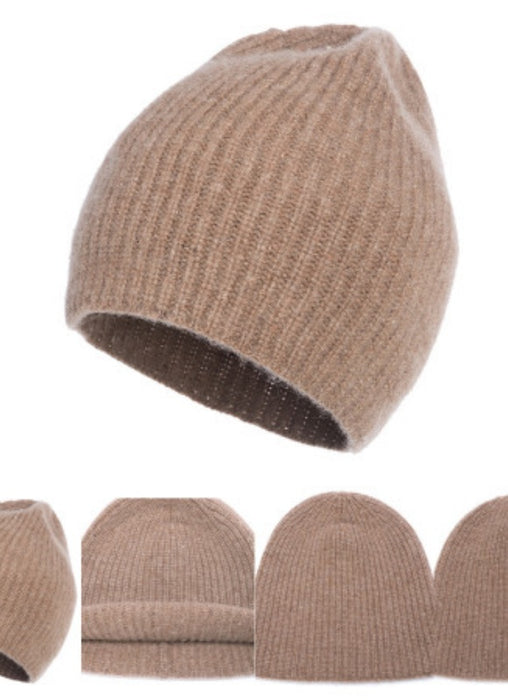 Custom design Men's Rib Knit Pure Cashmere Beanie