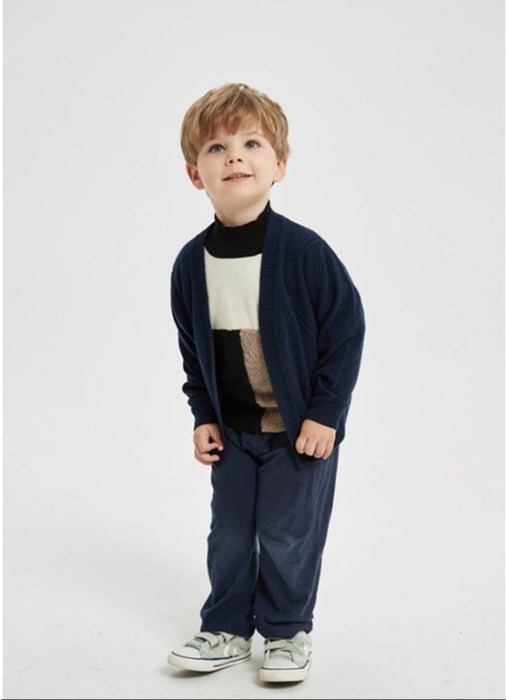 Private Label Boy's Pure Cashmere Cardigan Sweater With Pockets In High Quality From Chinese Factory