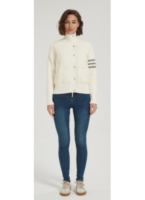 New design women cashmere striped patchwork down jacket from Chinese