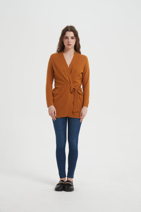 Lightweight Women's Silk Cashmere Caidigan Sweater with belt