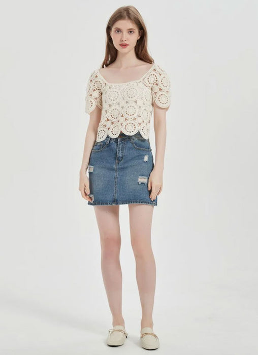 OEM Chinese Design Women High Quality Hand Crochet Cashmere Sweater For Spring Summer