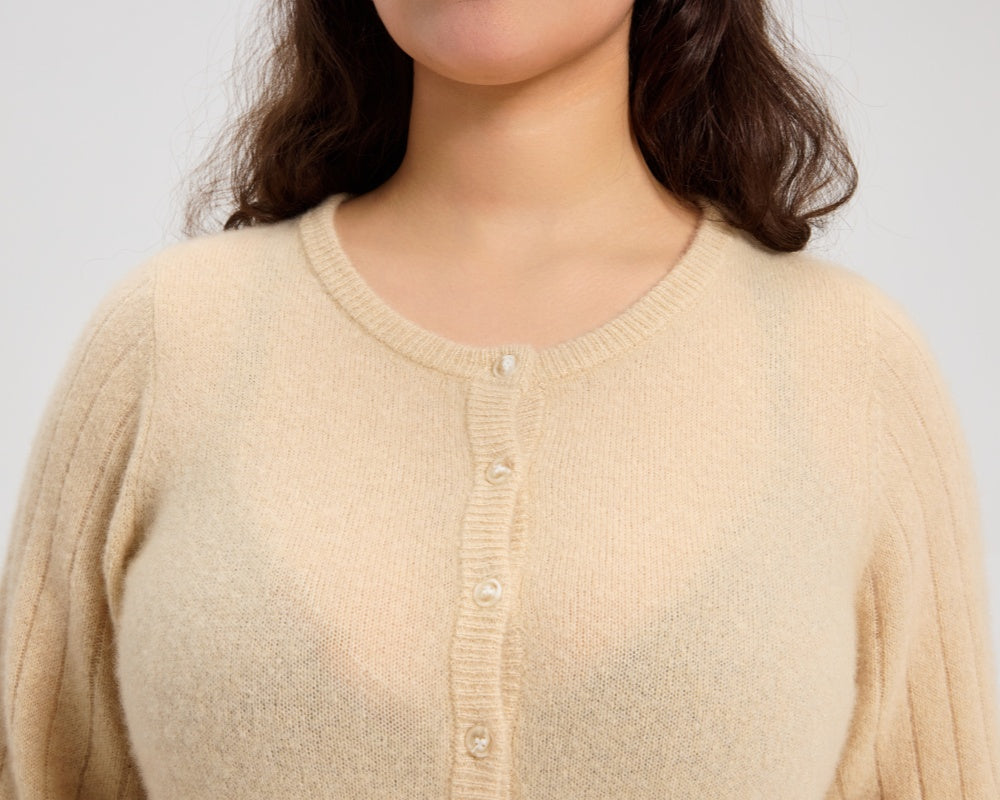 OEM Women's Oatmeal Long Buttoned Cashmere Cardigan From China
