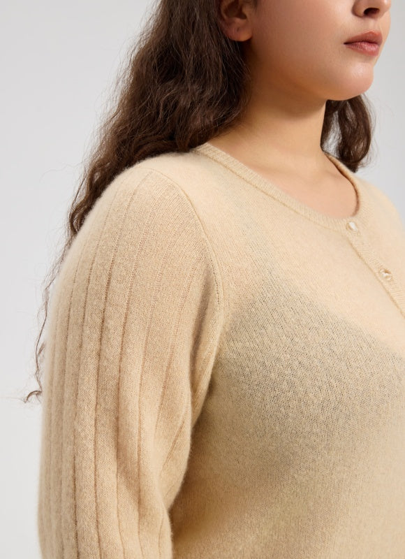 OEM Women's Oatmeal Long Buttoned Cashmere Cardigan From China