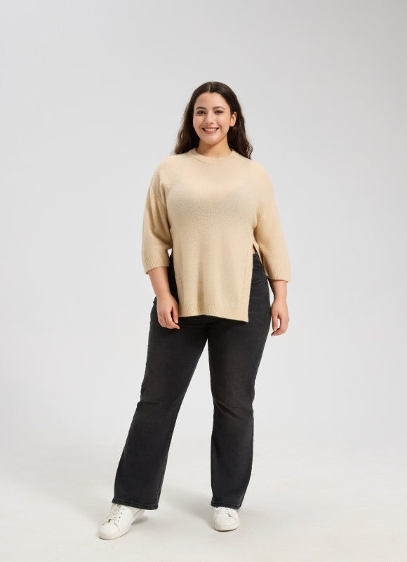 Wholesale Women's High Slit Silk Cashmere Sweater From China Factory