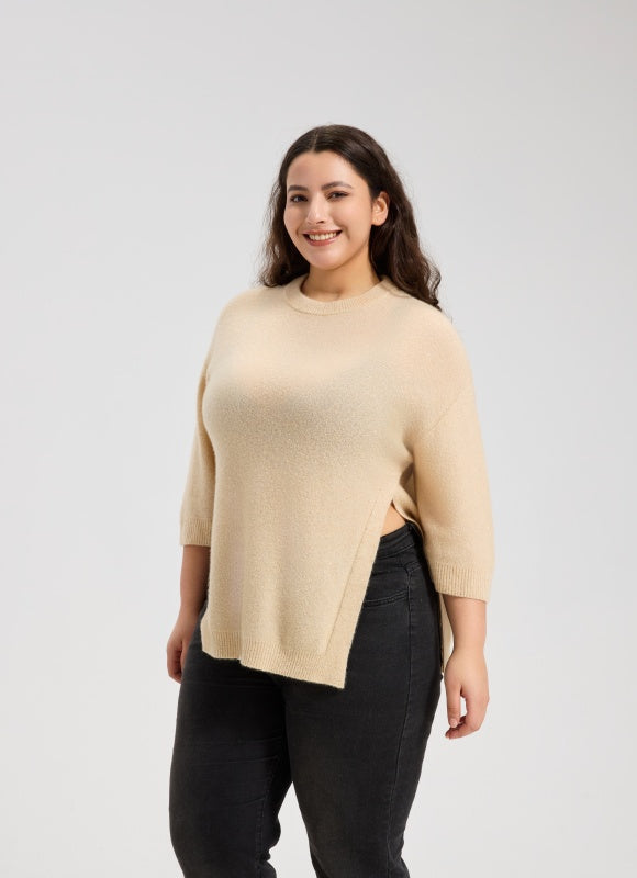 Wholesale Women's High Slit Silk Cashmere Sweater From China Factory