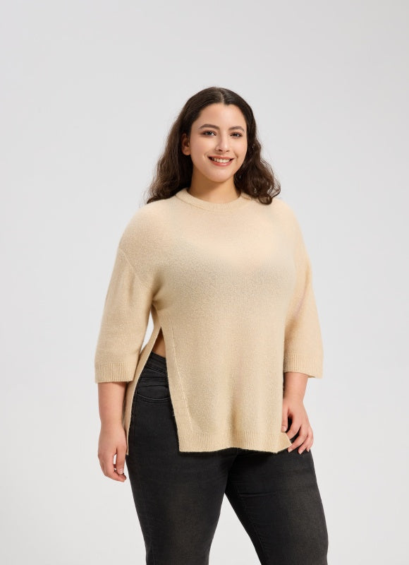 Wholesale Women's High Slit Silk Cashmere Sweater From China Factory