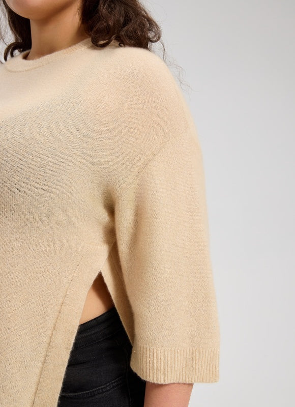 Wholesale Women's High Slit Silk Cashmere Sweater From China Factory
