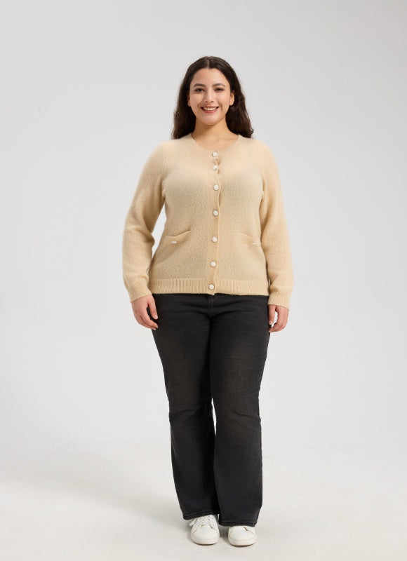 Women's Mock Pocket Crew Neck Cardigan From Chinese Manufacturer