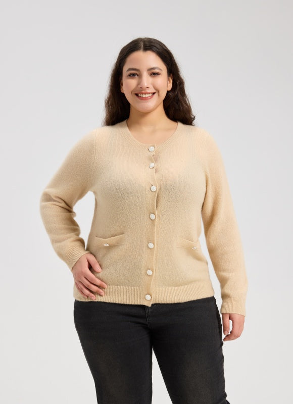 Women's Mock Pocket Crew Neck Cardigan From Chinese Manufacturer