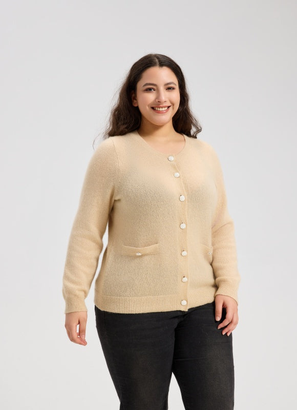 Women's Mock Pocket Crew Neck Cardigan From Chinese Manufacturer