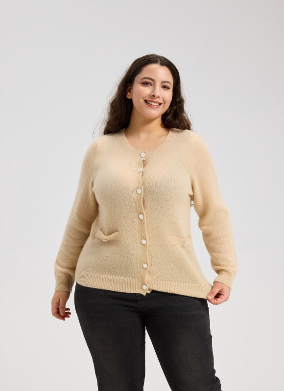 Women's Mock Pocket Crew Neck Cardigan From Chinese Manufacturer