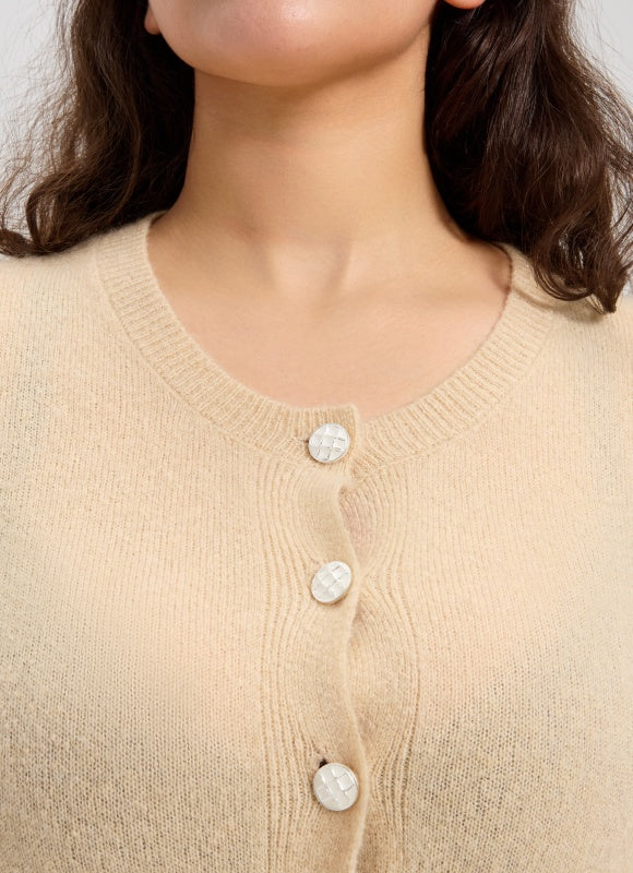 Women's Mock Pocket Crew Neck Cardigan From Chinese Manufacturer