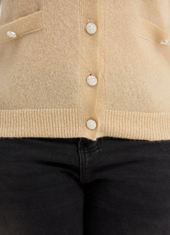 Women's Mock Pocket Crew Neck Cardigan From Chinese Manufacturer