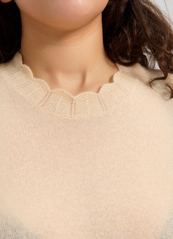 OEM Women's Lace-Trimmed Neckline Silk Cashmere Sweater From China