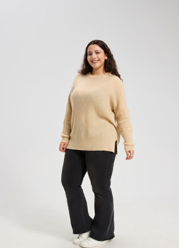 High Quality Women's Argyle Pattern Crew Neck Sweater From Chinese Supplier