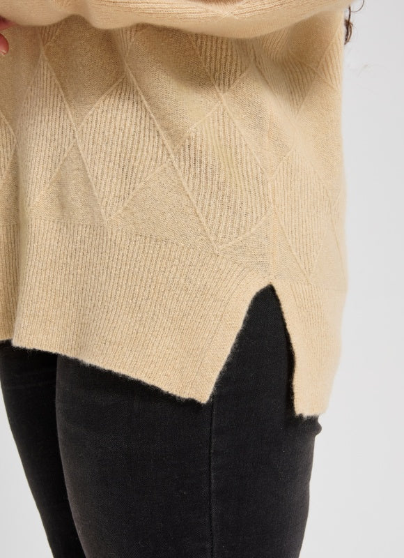 High Quality Women's Argyle Pattern Crew Neck Sweater From Chinese Supplier