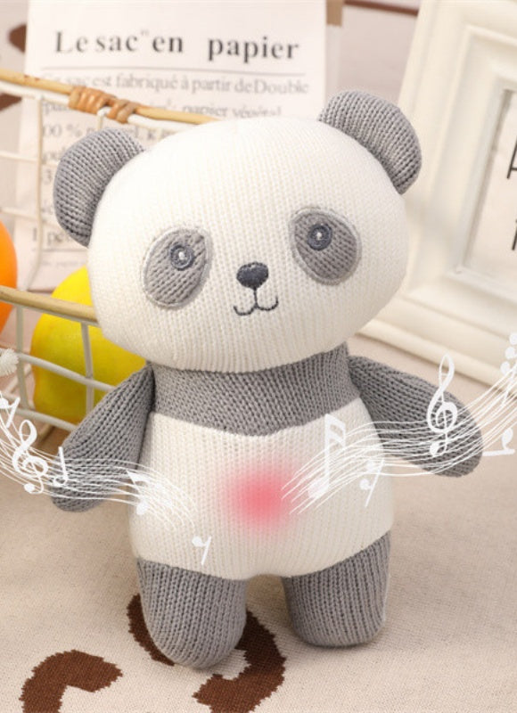 New arrival OEM high-quality Full-Body Cashmere Blend Knitted Sound-Making Panda Toys for Babies from China