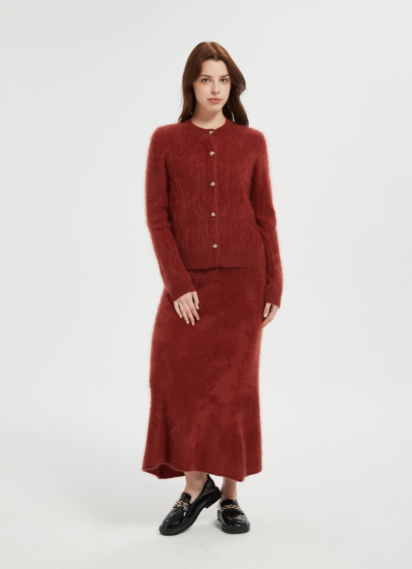 New design high quality women's 100%brushed cashmere cable cardigan from China