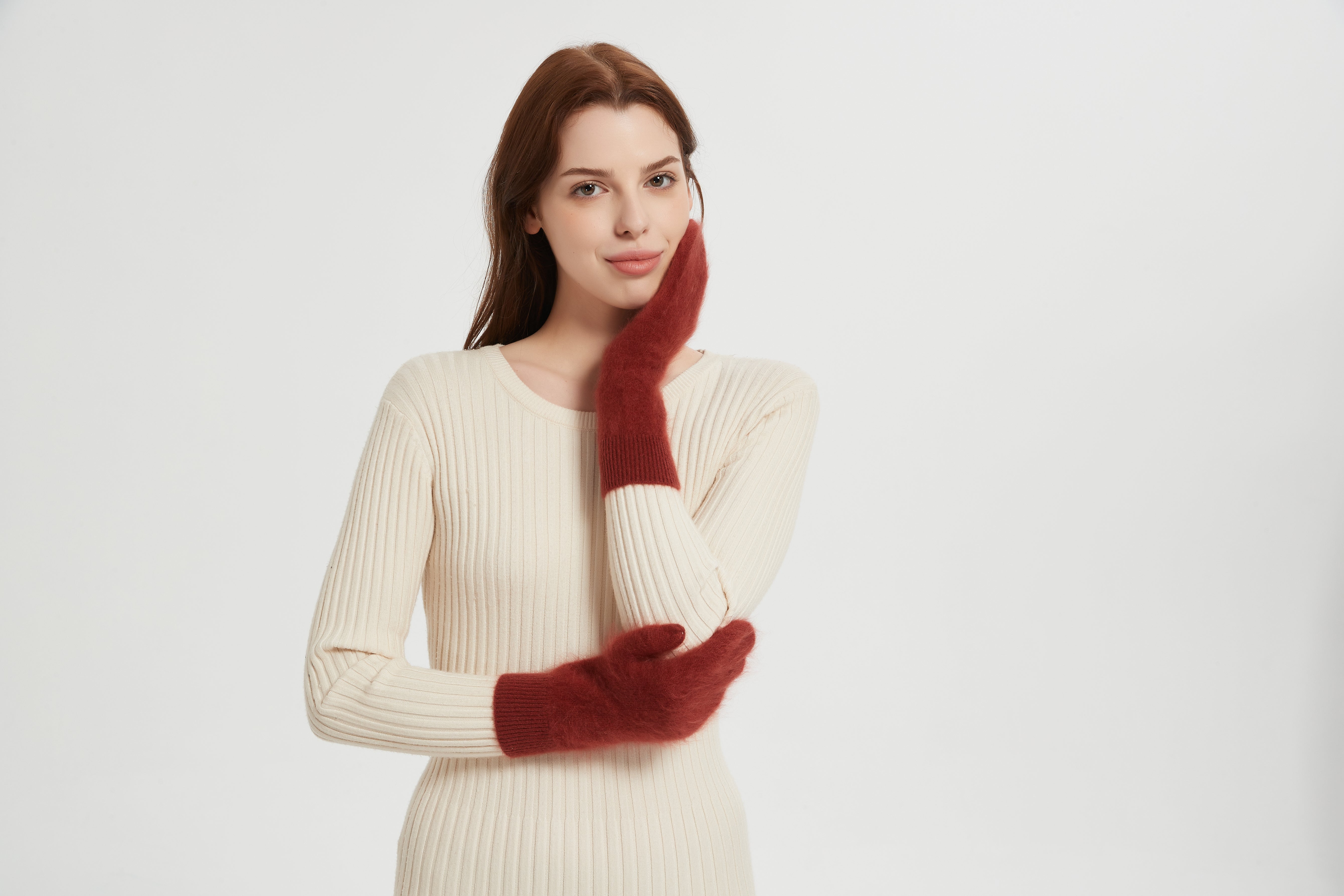 New desgin high end women's 100%Brushed Cashmere Gloves for fall winter from China
