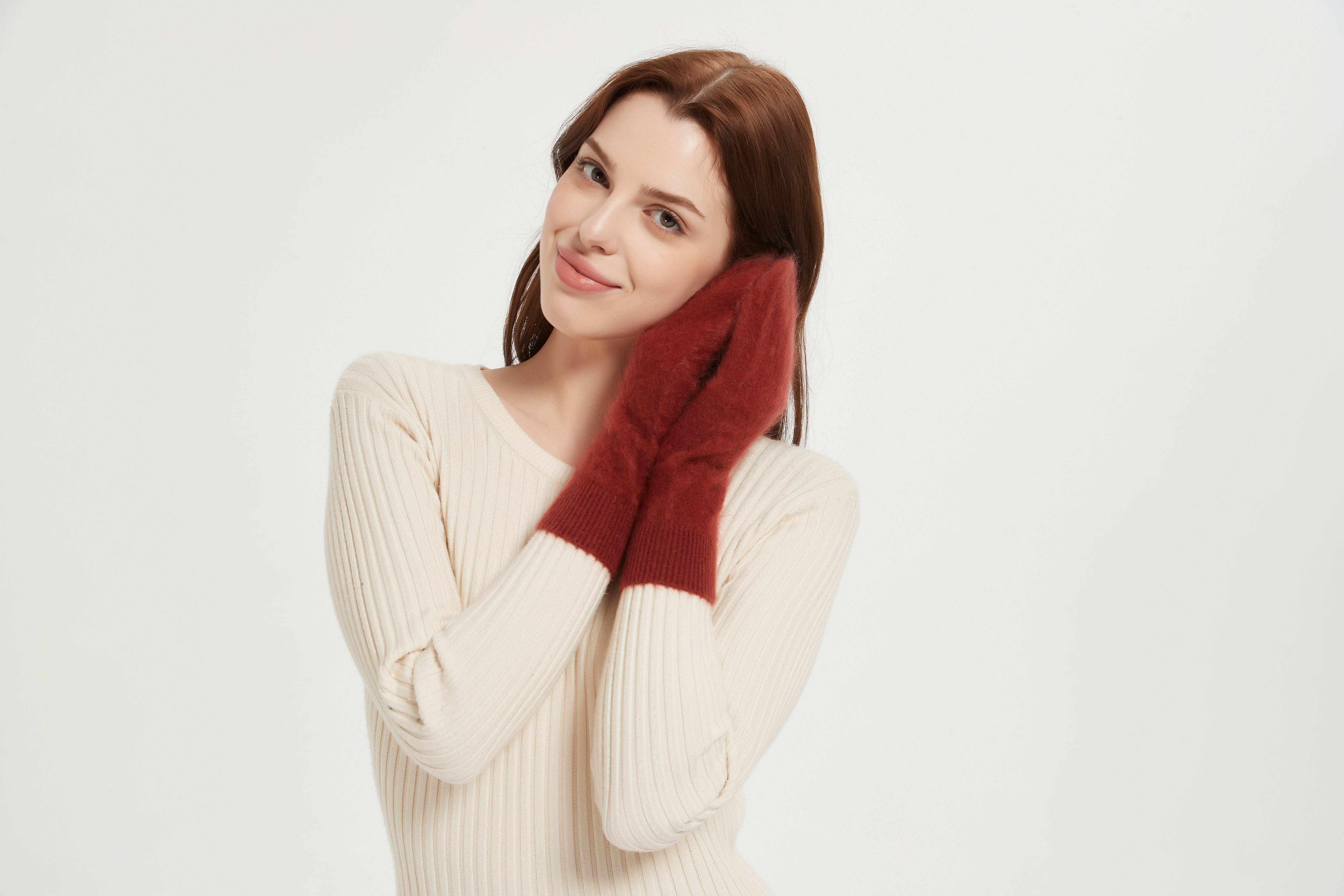 New desgin high end women's 100%Brushed Cashmere Gloves for fall winter from China