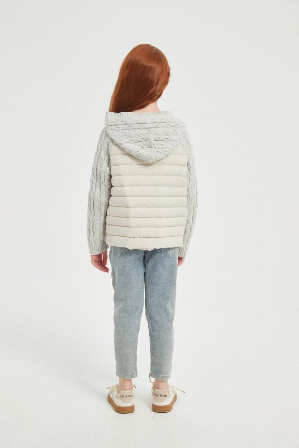 New desgin high Quality Kid's Cashmere Down Jacket Features Cable Knit from China Supplier