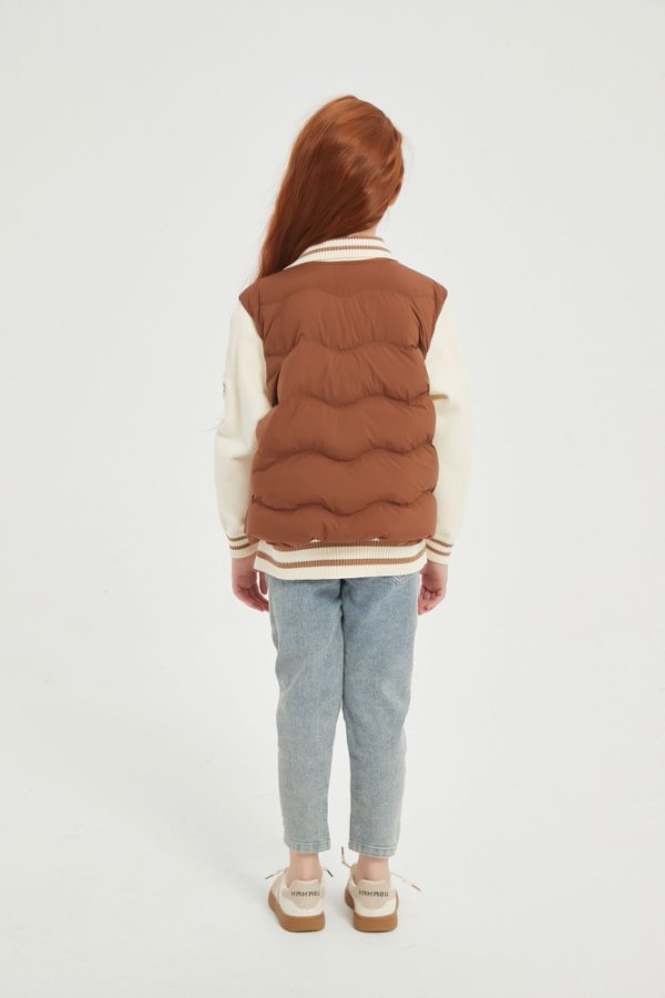 New desgin Brown Embroiderd Patchwork Cashmere Down Jacket from China