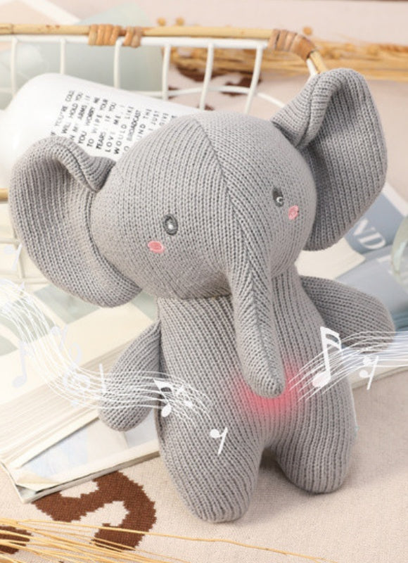 OEM high-quality Full-Body Cashmere Blend Knitted Sound-Making Elephant Toys for Babies from China