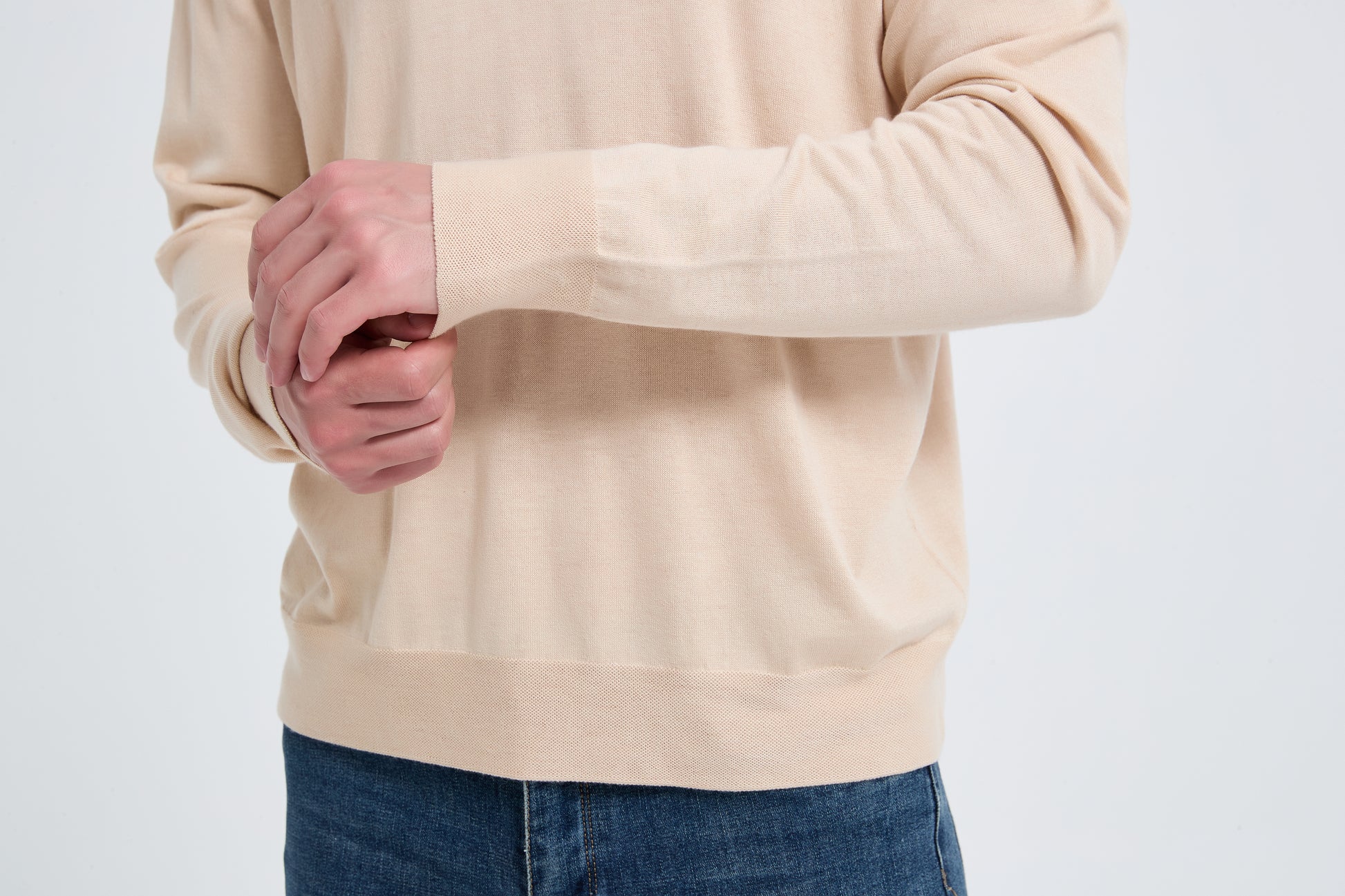 High Quality Men's Long Sleeve Worsted Silk Cashmere Polo Pullover From Chinese Factory