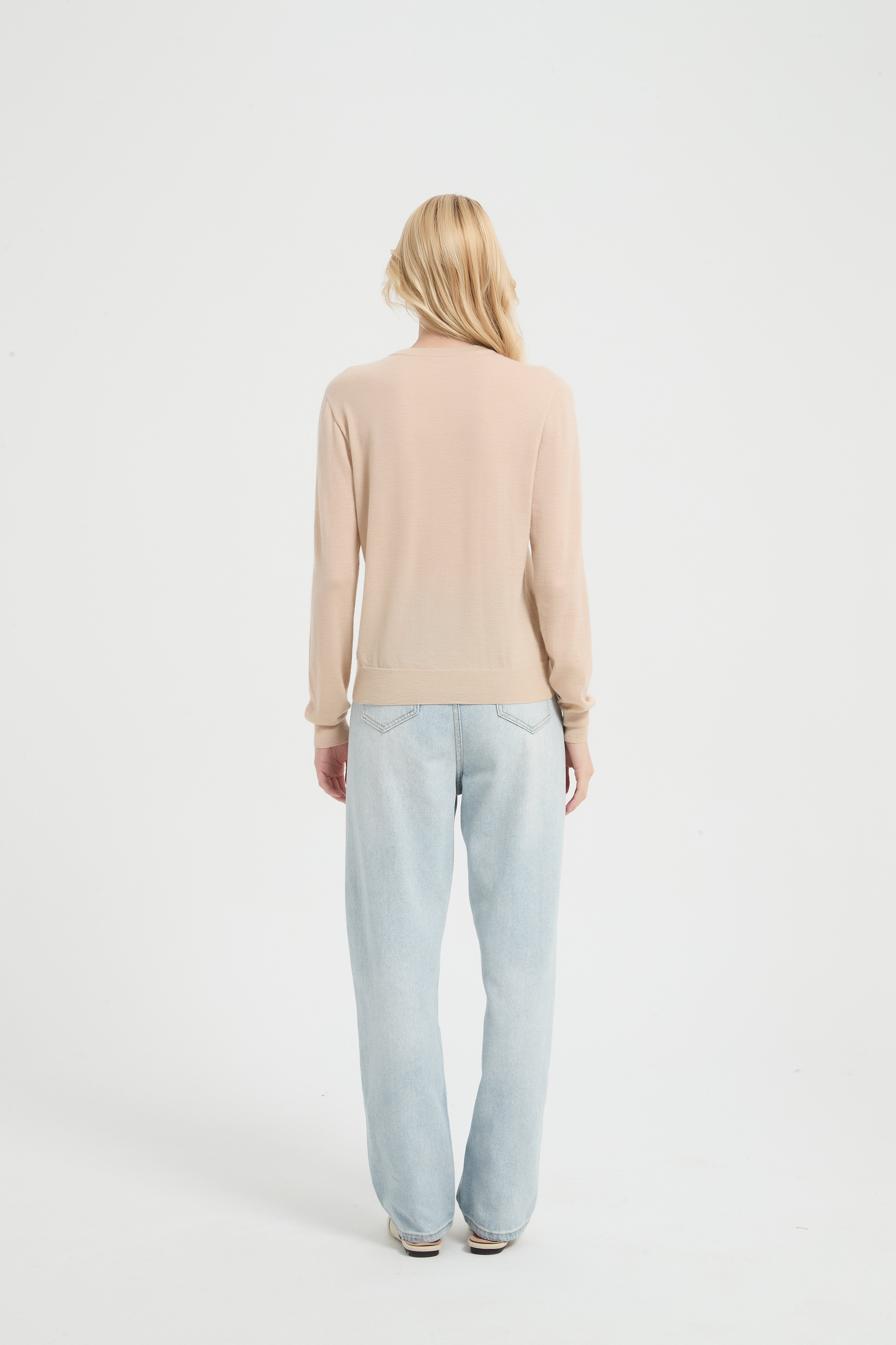 New Arrival ODM Ladies 100% Worsted Baby Cashmere V-neck Sweater From Chinese Supplier