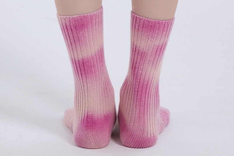 New arrival OEM Tie-Dye Wool Cashmere Beanie ,Gloves and Socks Christmas Warm Set From Chinese Factory