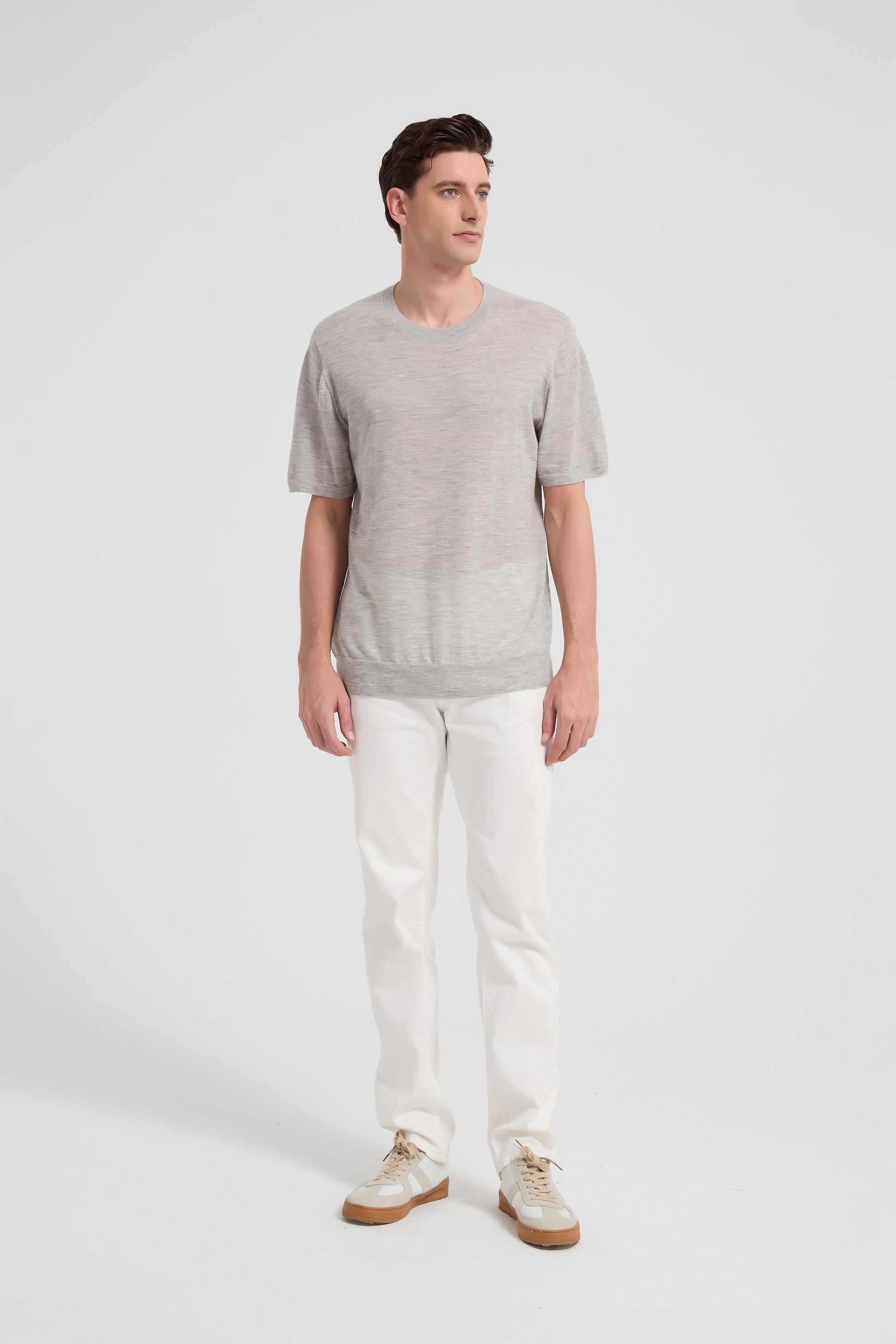 New Arrival Men's Crew Neck 100%Worsted Baby Cashmere Knitted Shirt From Chinese Supplier