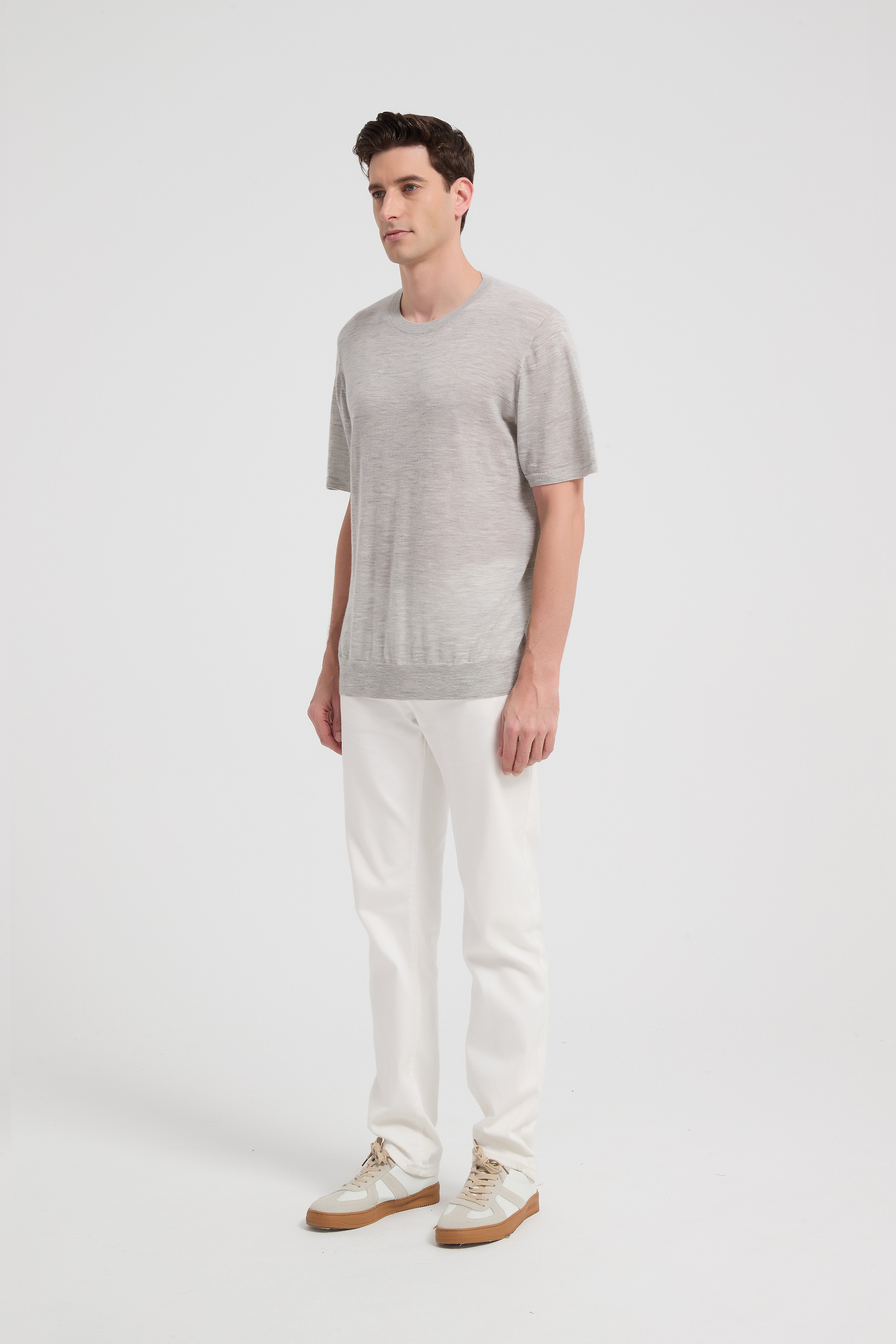 New Arrival Men's Crew Neck 100%Worsted Baby Cashmere Knitted Shirt From Chinese Supplier