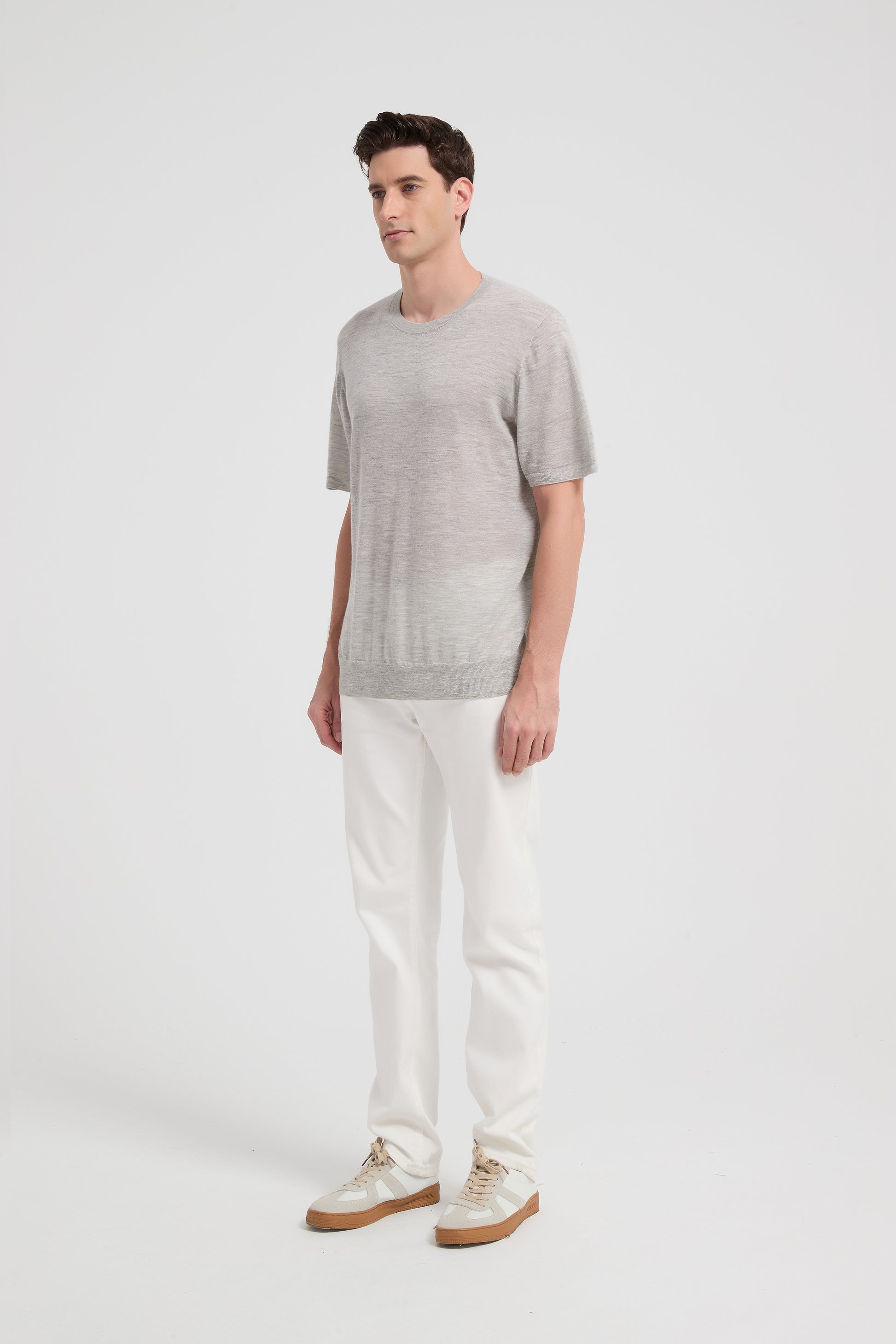 New Arrival Men's Crew Neck 100%Worsted Baby Cashmere Knitted Shirt From Chinese Supplier