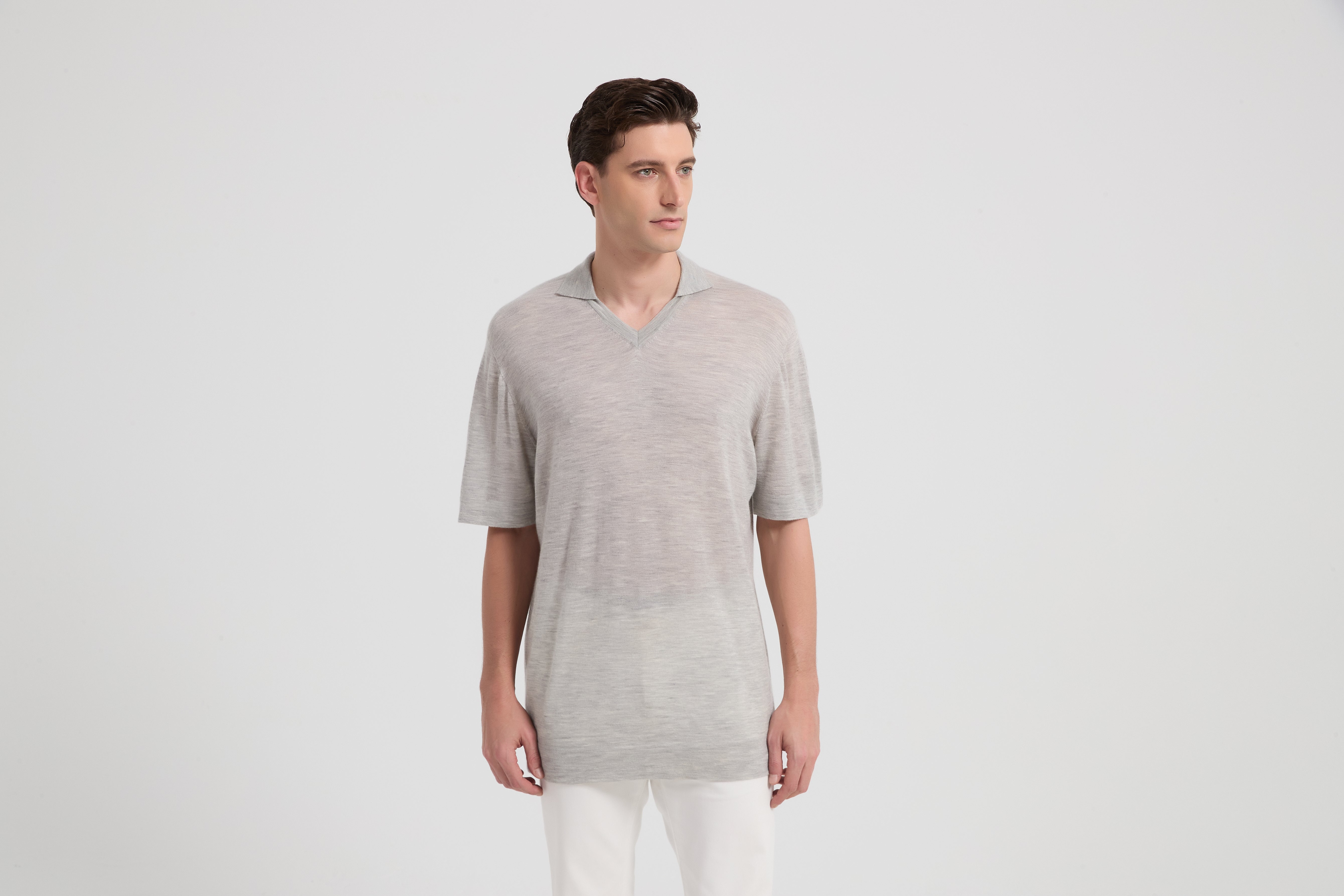 New Arrival High quality men's 100%Worsted Baby cashmere polo neck shirt wholesale from China