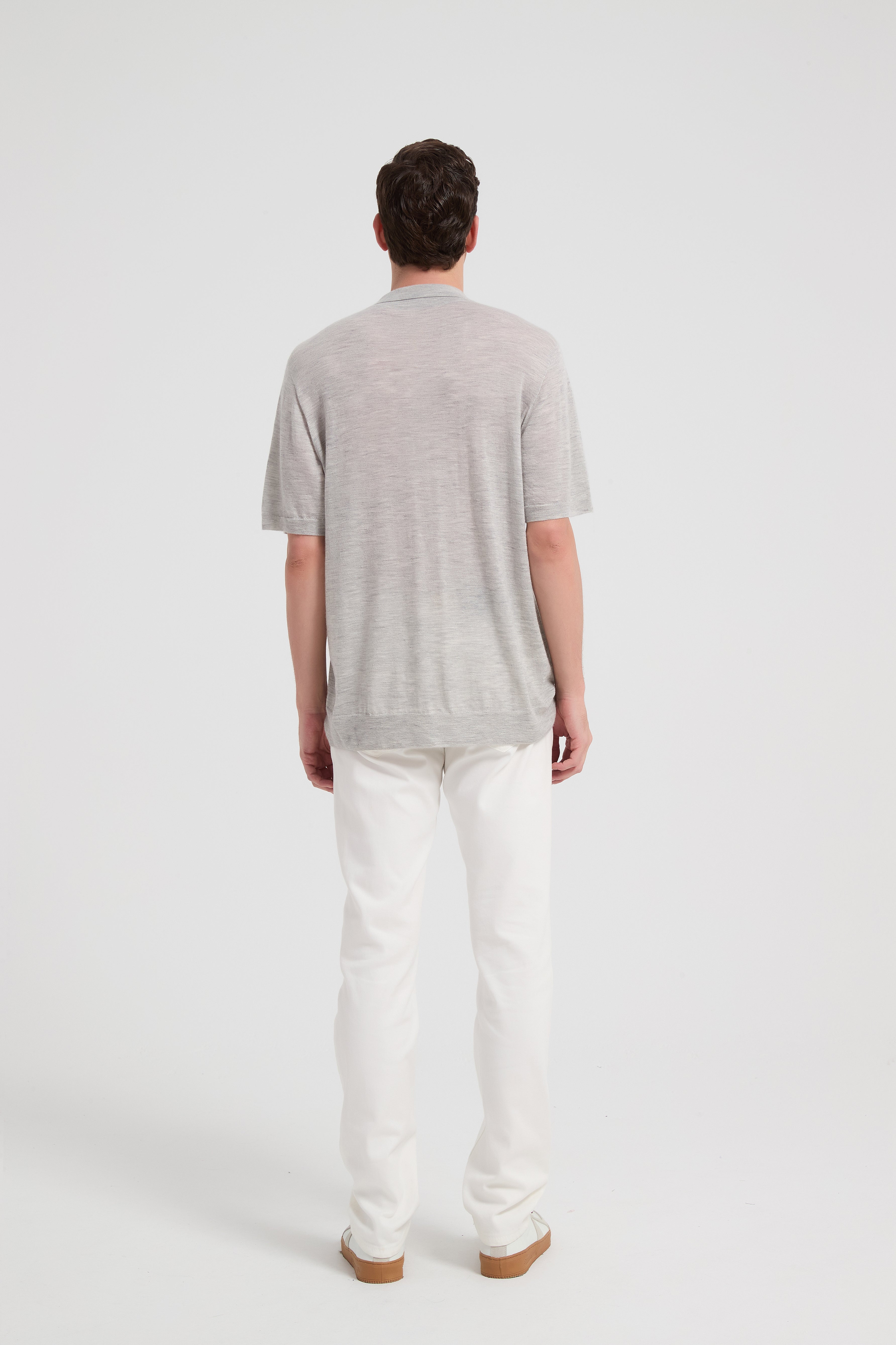 New Design ODM Man Worsted Cashmere Polo Neck Short Sleeve Sweater From China