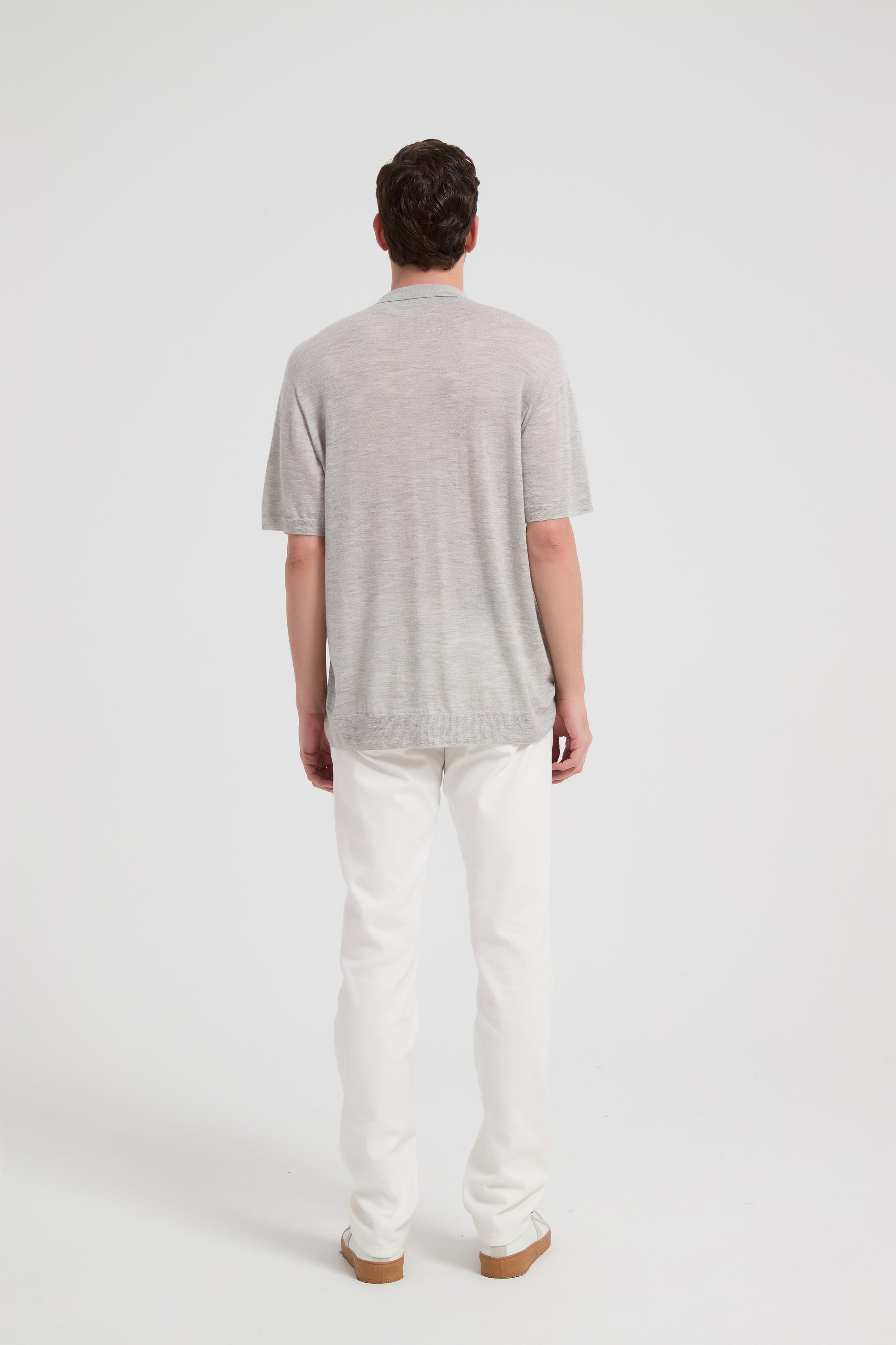 New Design ODM Man Worsted Cashmere Polo Neck Short Sleeve Sweater From China