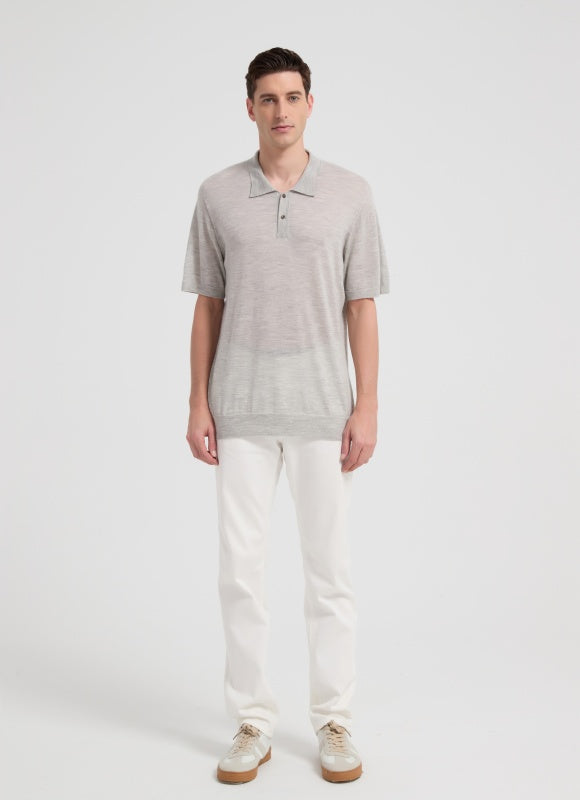 New Design ODM Man Worsted Cashmere Polo Neck Short Sleeve Sweater From China