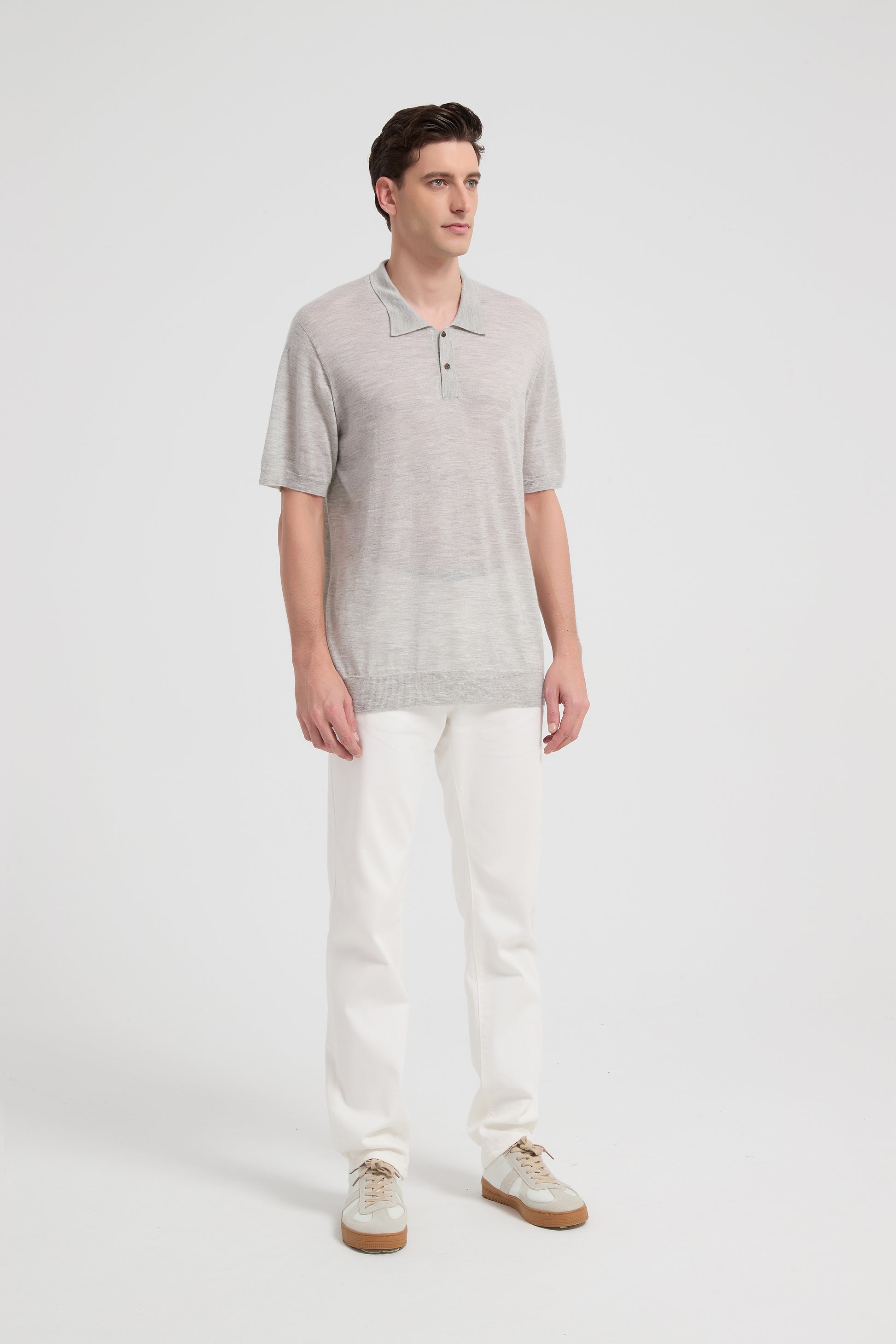 New Design ODM Man Worsted Cashmere Polo Neck Short Sleeve Sweater From China
