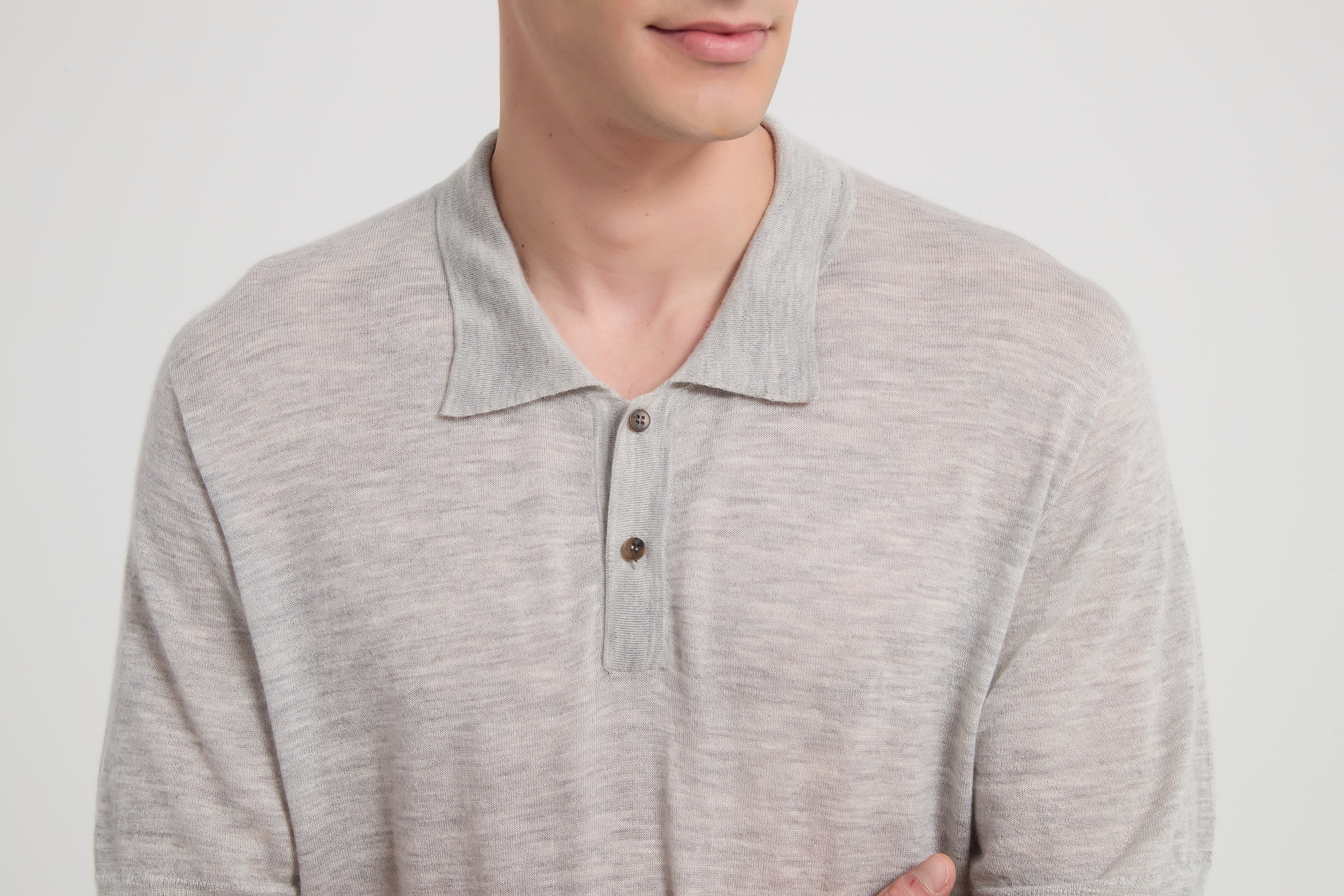 New Design ODM Man Worsted Cashmere Polo Neck Short Sleeve Sweater From China
