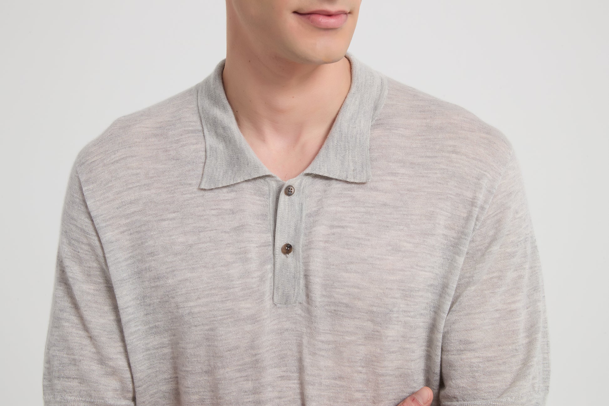 New Design ODM Man Worsted Cashmere Polo Neck Short Sleeve Sweater From China