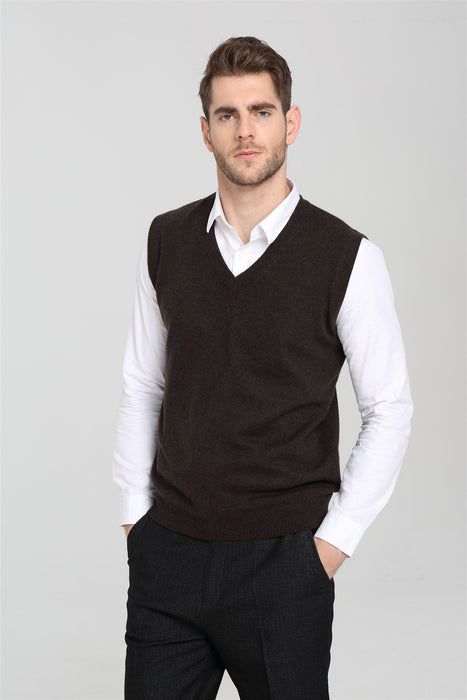 OEM men's long Sleeve V-neck cashmere vest for Fall Winter OEM China supplier