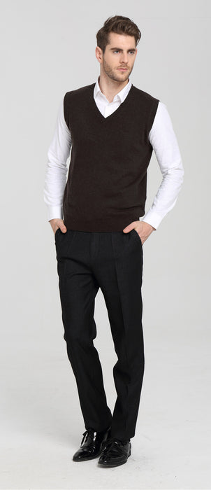 OEM men's long Sleeve V-neck cashmere vest for Fall Winter OEM China supplier