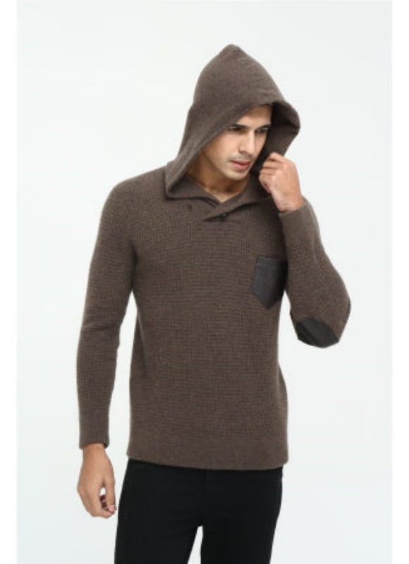 OEM factory high end men's long sleeve crew neck cashmere hoodie for Fall Winter China manufacturer