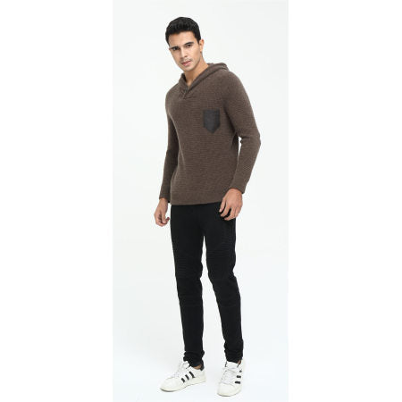 OEM factory high end men's long sleeve crew neck cashmere hoodie for Fall Winter China manufacturer