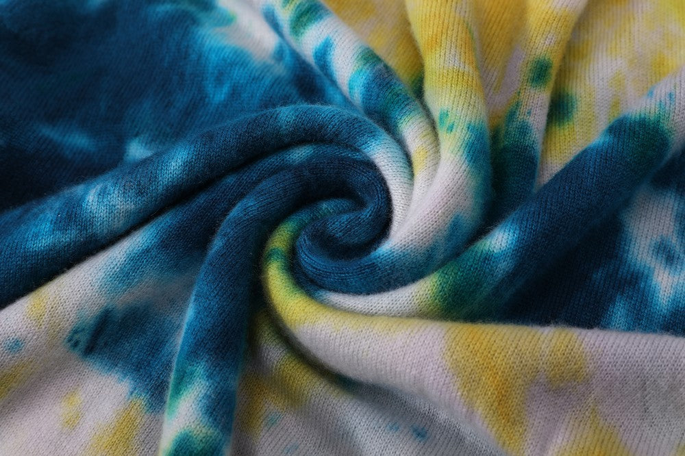 Custom design high quality ladies round neck tie dye wool cashmere pullover knitwear for fall winter