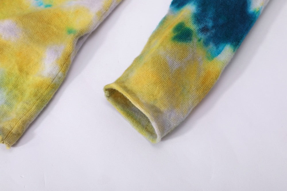 Custom design high quality ladies round neck tie dye wool cashmere pullover knitwear for fall winter