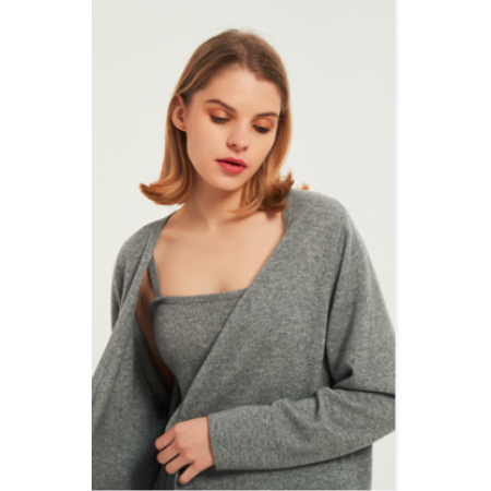 OEM ladies pure cashmere long cardigan nightwear from Chinese manufacture