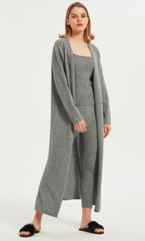 OEM ladies pure cashmere long cardigan nightwear from Chinese manufacture