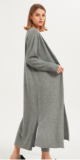 OEM ladies pure cashmere long cardigan nightwear from Chinese manufacture