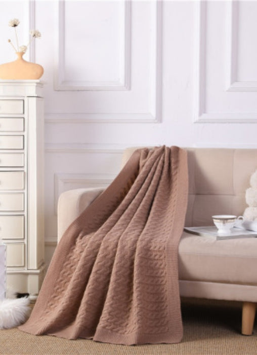 Custom noble household Articles knitting pure cashmere blanket throw on rocking chair sofa or bed
